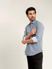 Navy & White Geometric Printed Shirt
