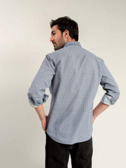 Navy & White Geometric Printed Shirt