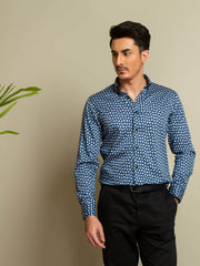 Navy & Yellow Floral Printed Shirt