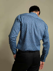 Navy & Yellow Floral Printed Shirt