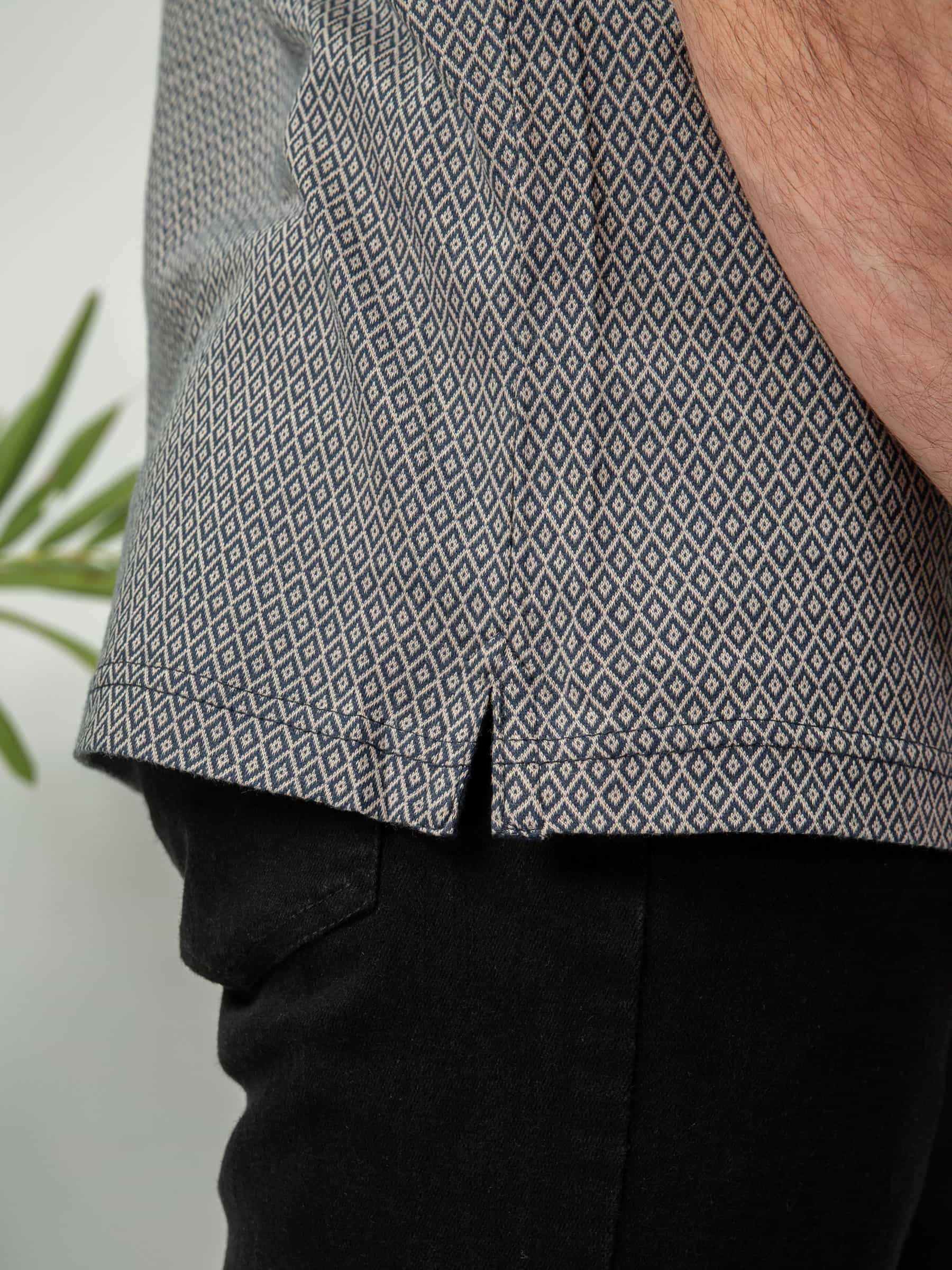 Navy & beige Jacquard Polo Shirt