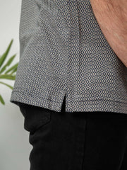 Navy & beige Jacquard Polo Shirt