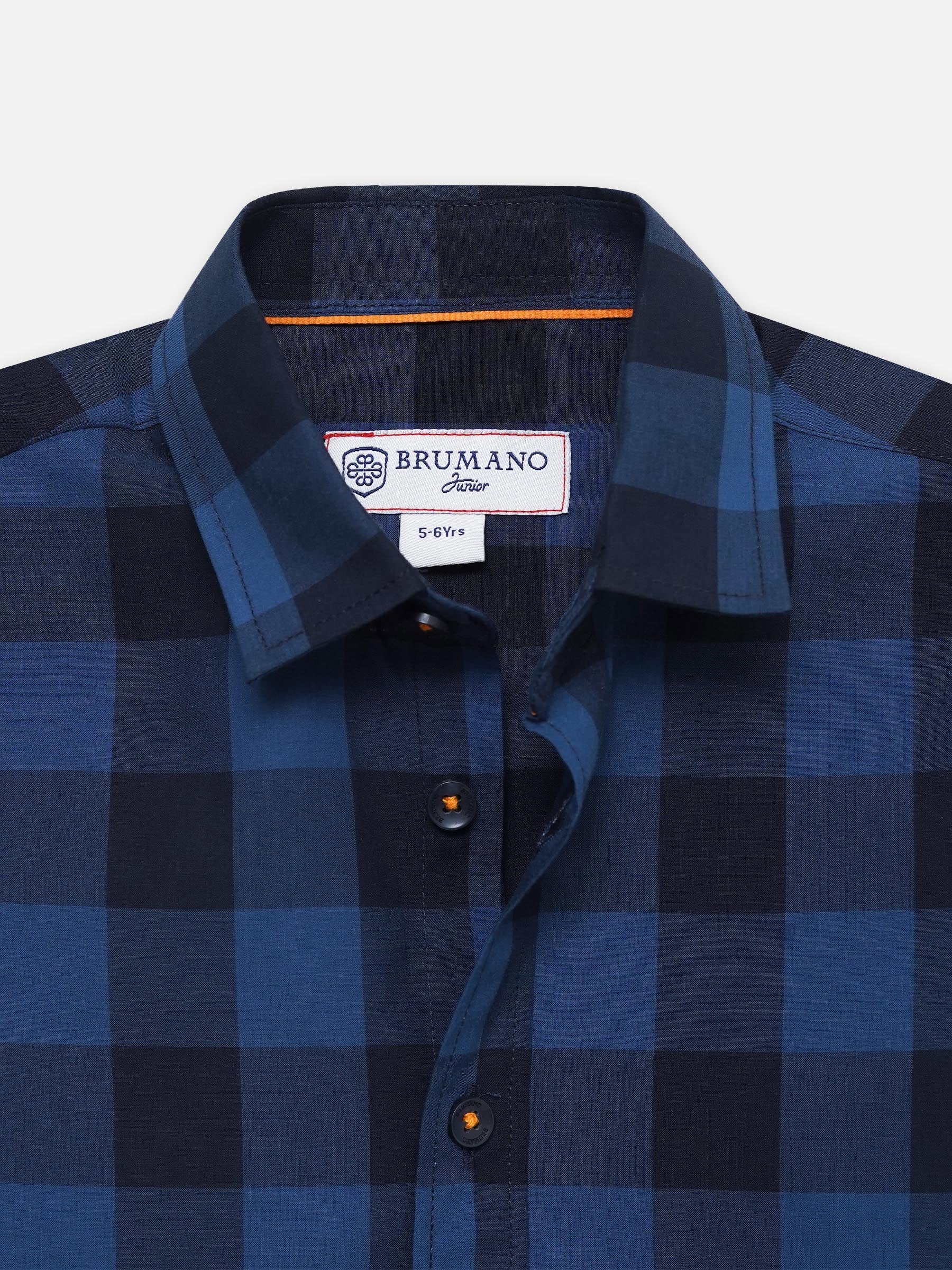 Navy Blue & Black Bold Checkered Casual Shirt - Junior