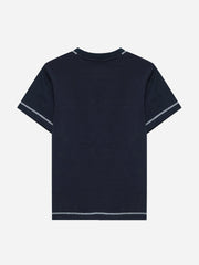 Navy Blue Casual Crew Neck T-Shirt With Stitch Detailing - Junior
