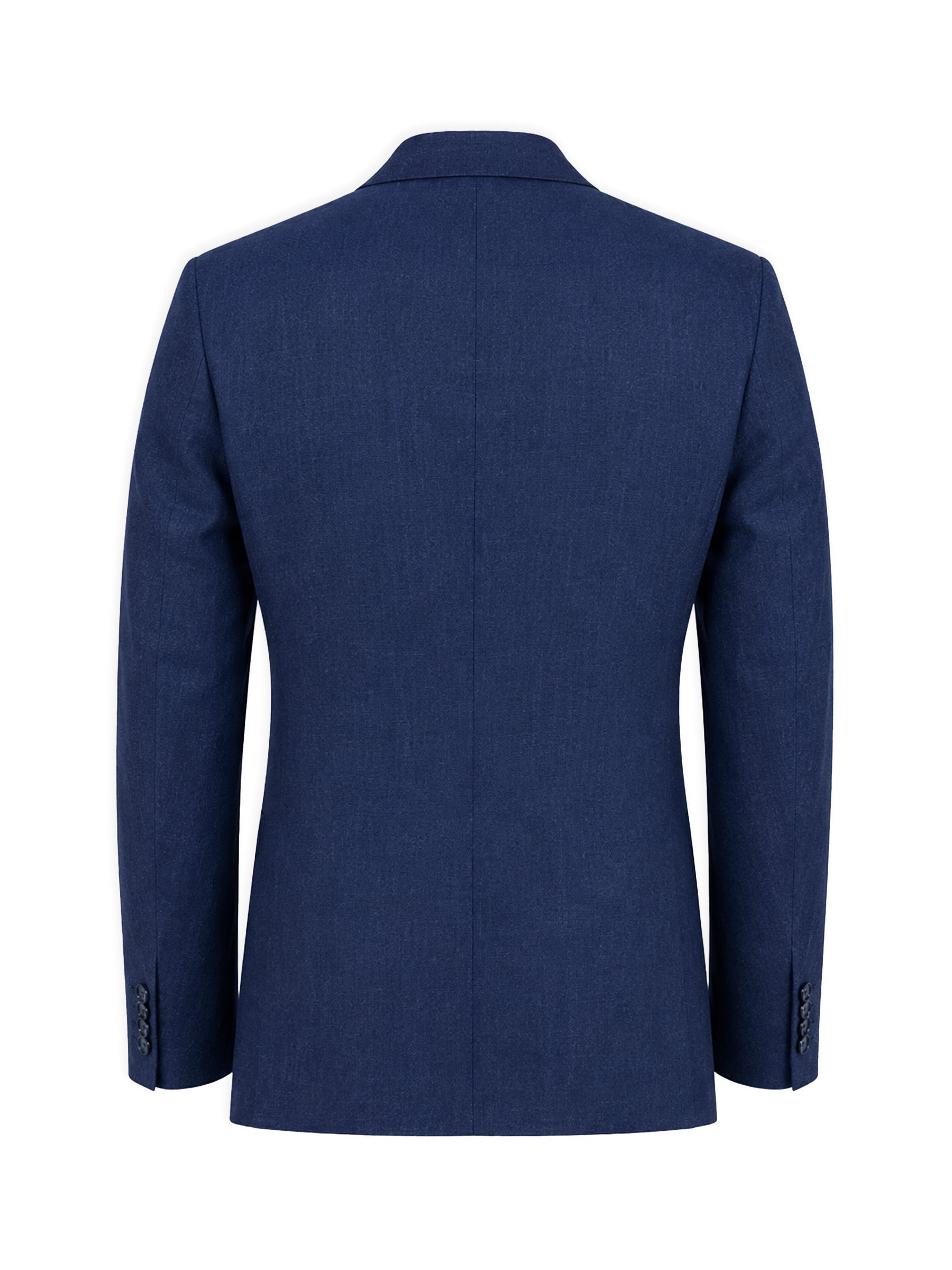 Navy Blue Linen Blended Casual Blazer