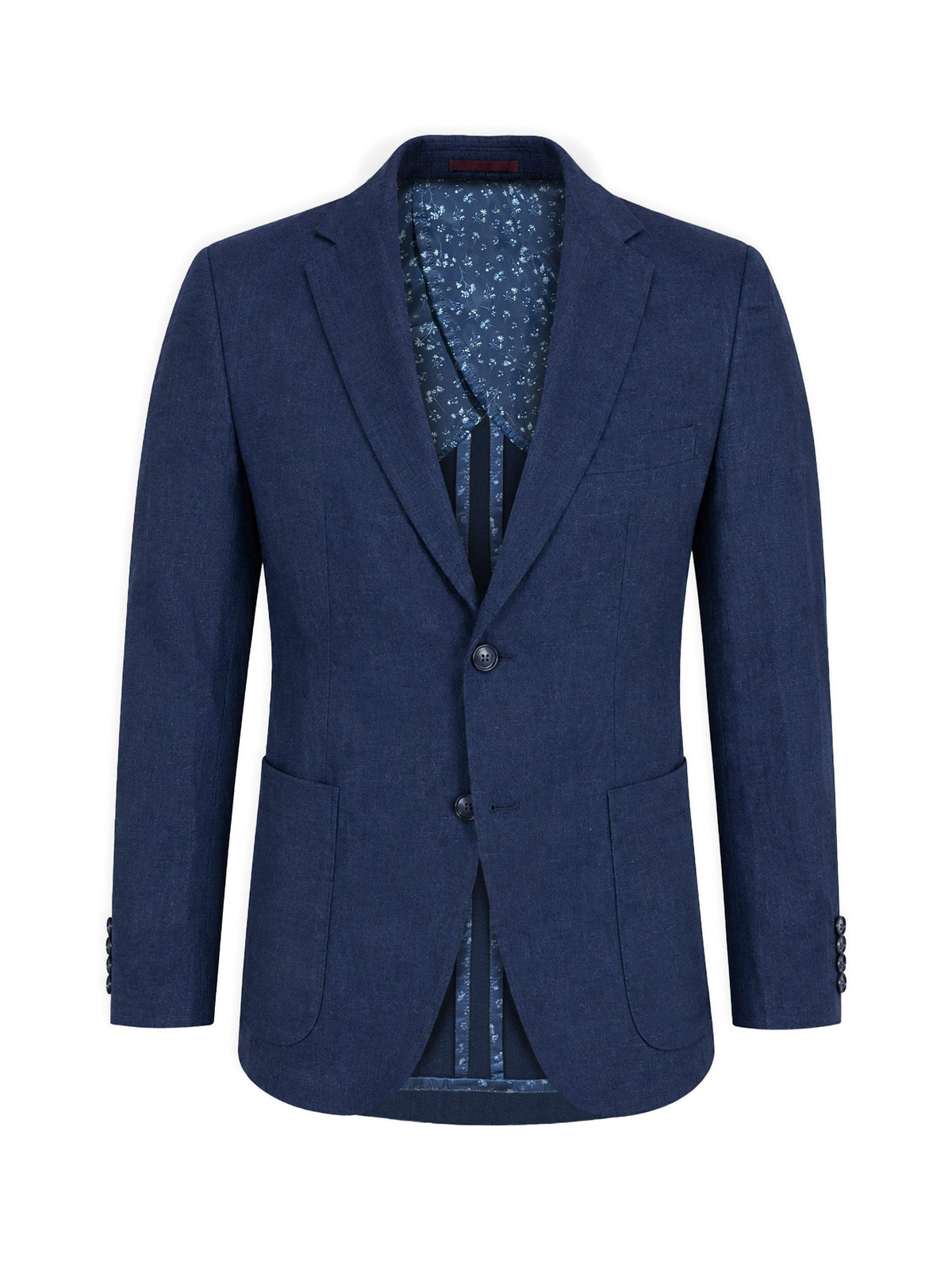 Navy Blue Linen Blended Casual Blazer