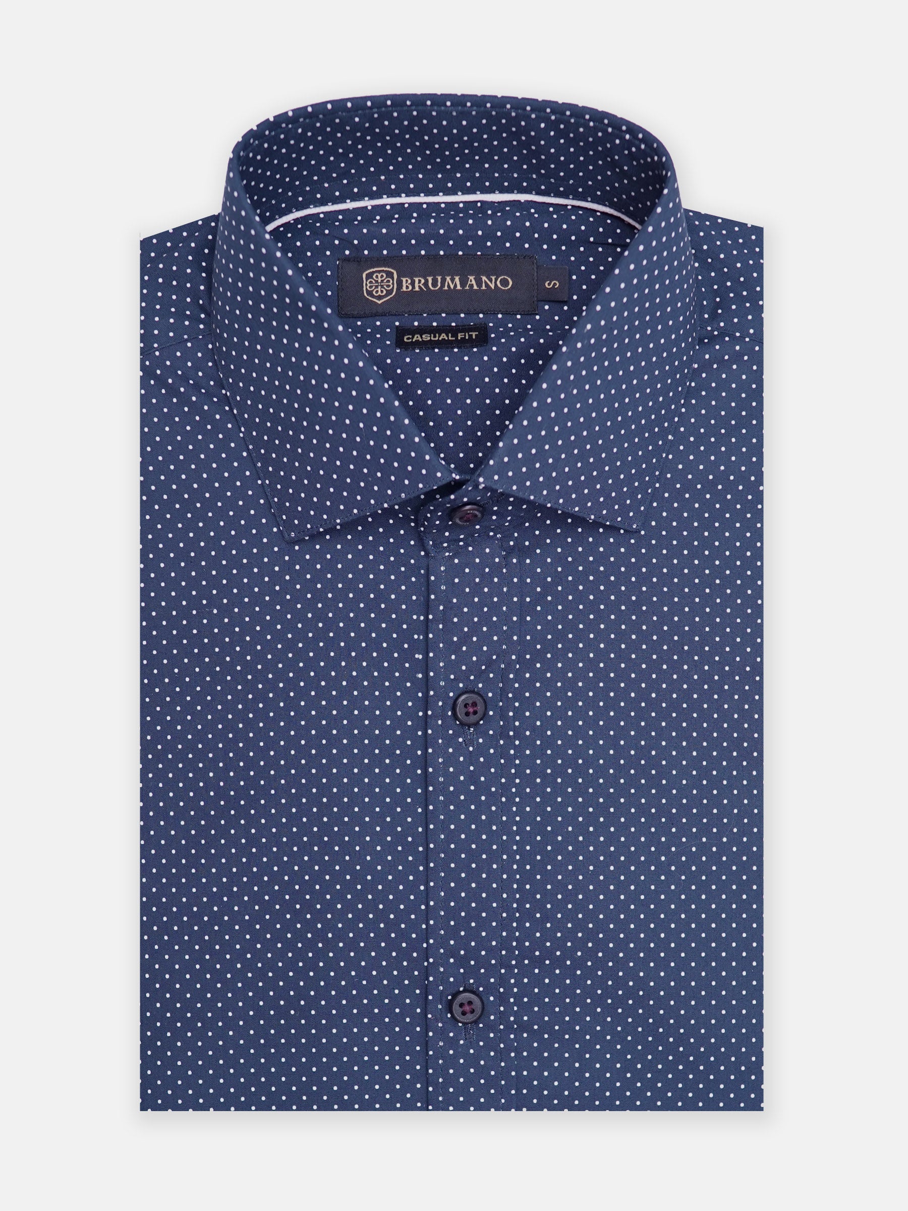 Navy Blue Polka Dot Printed Shirt
