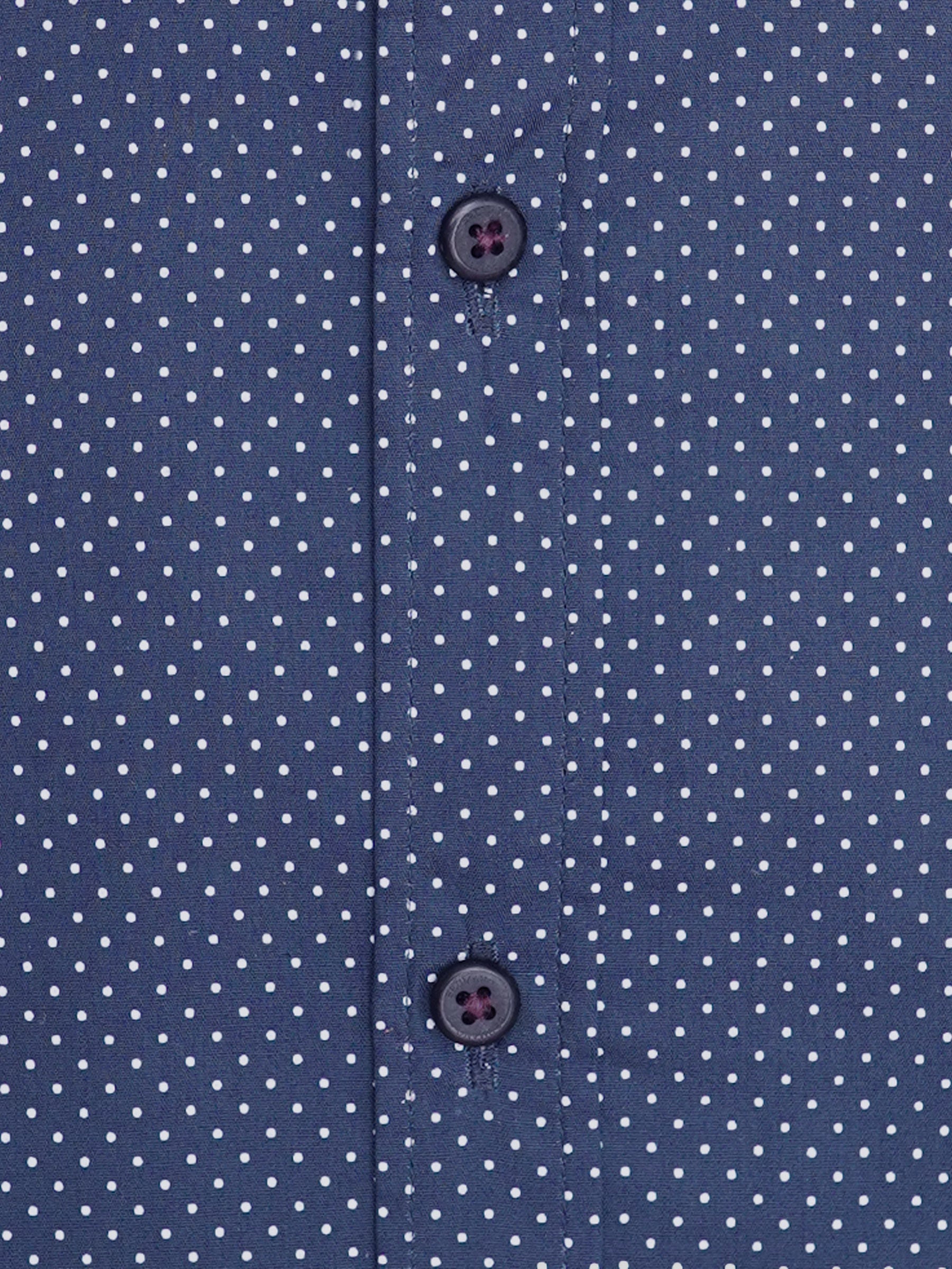 Navy Blue Polka Dot Printed Shirt