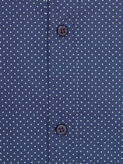 Navy Blue Polka Dot Printed Shirt