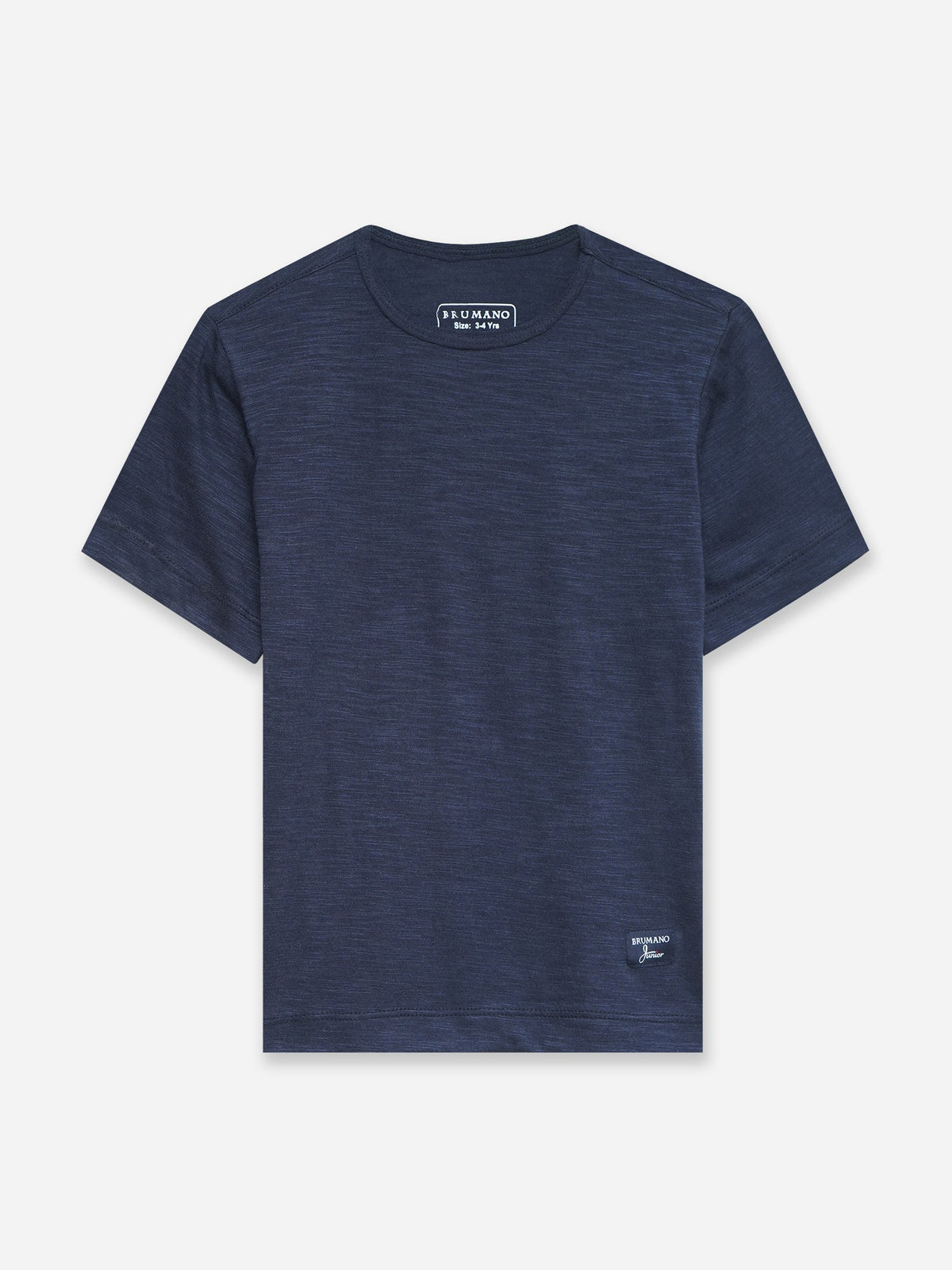 Navy Blue Slub Effect Crew Neck T-Shirt - Junior