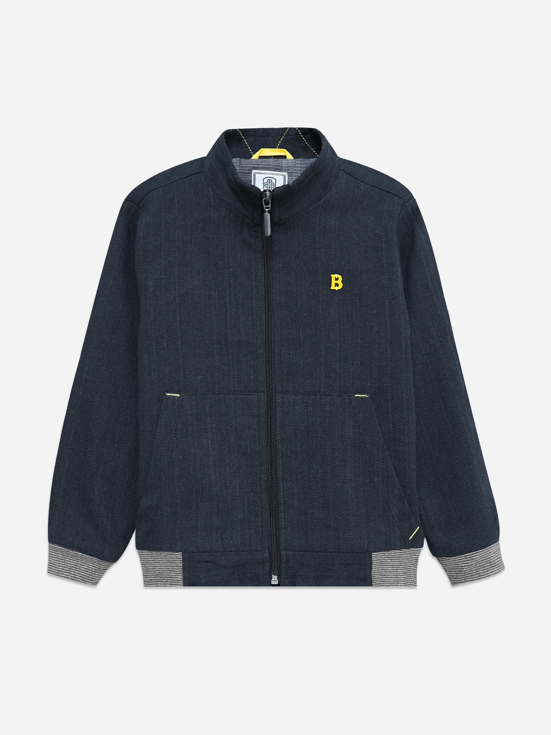 Navy Blue Structured Jacket With Pockets