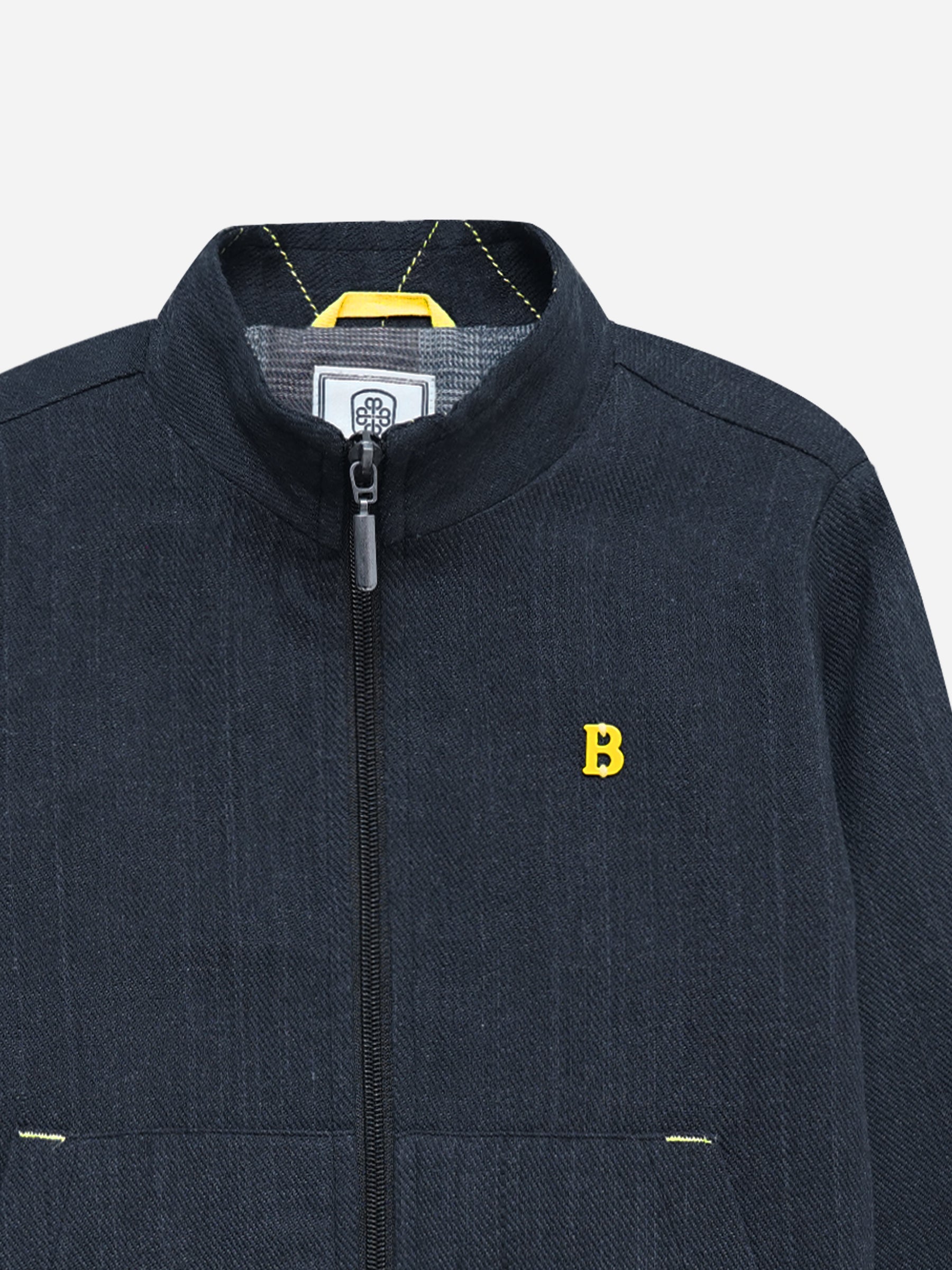 Navy Blue Structured Jacket With Pockets