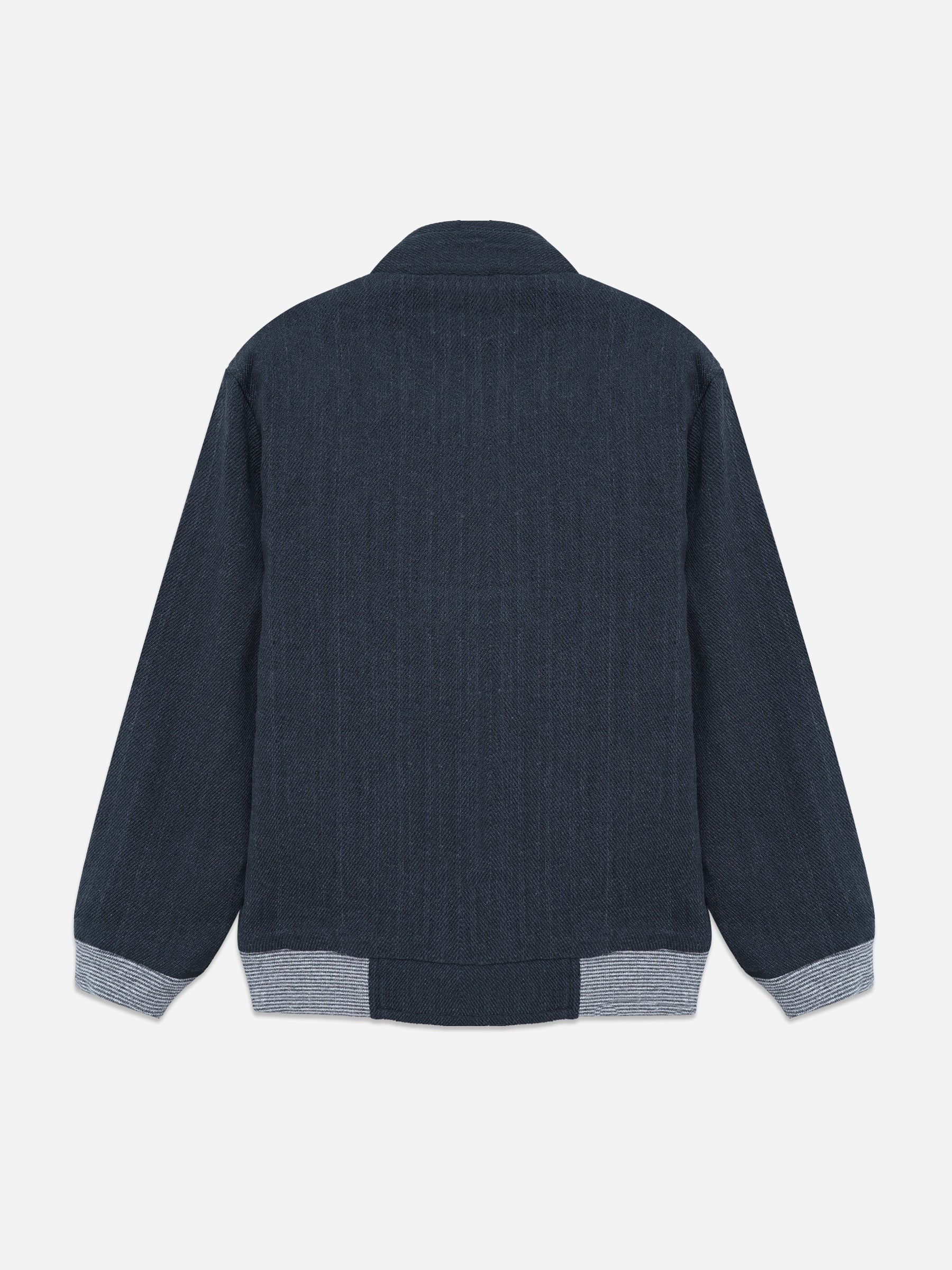 Navy Blue Structured Jacket With Pockets