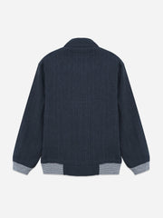 Navy Blue Structured Jacket With Pockets