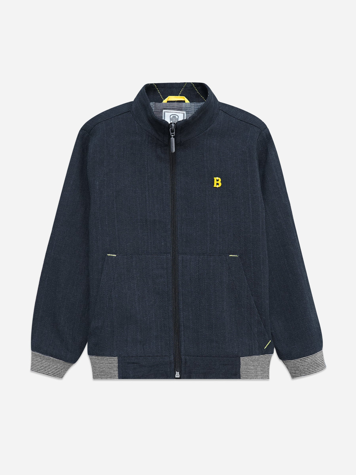 Navy Blue Structured Jacket With Pockets