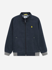 Navy Blue Structured Jacket With Pockets