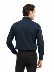 Navy Blue Super Light Formal Shirt With Detailing - Luxe