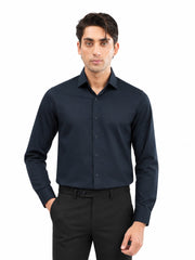 Navy Blue Super Light Formal Shirt With Detailing - Luxe