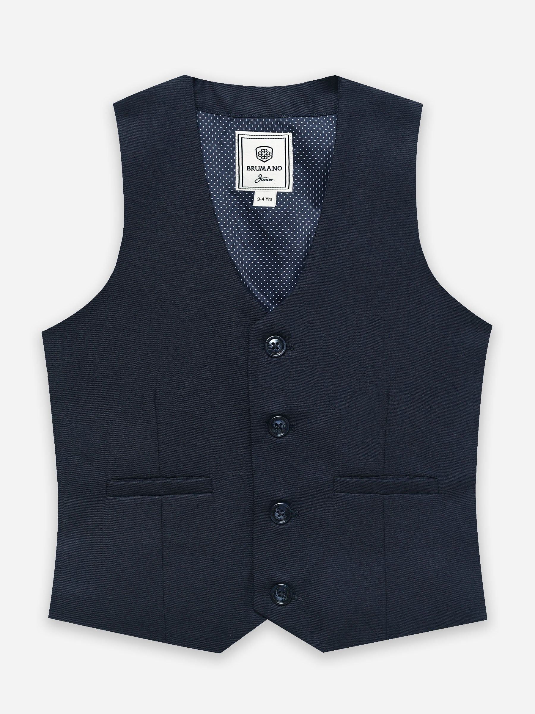Navy Blue Twill Formal Vest With Bow - Junior