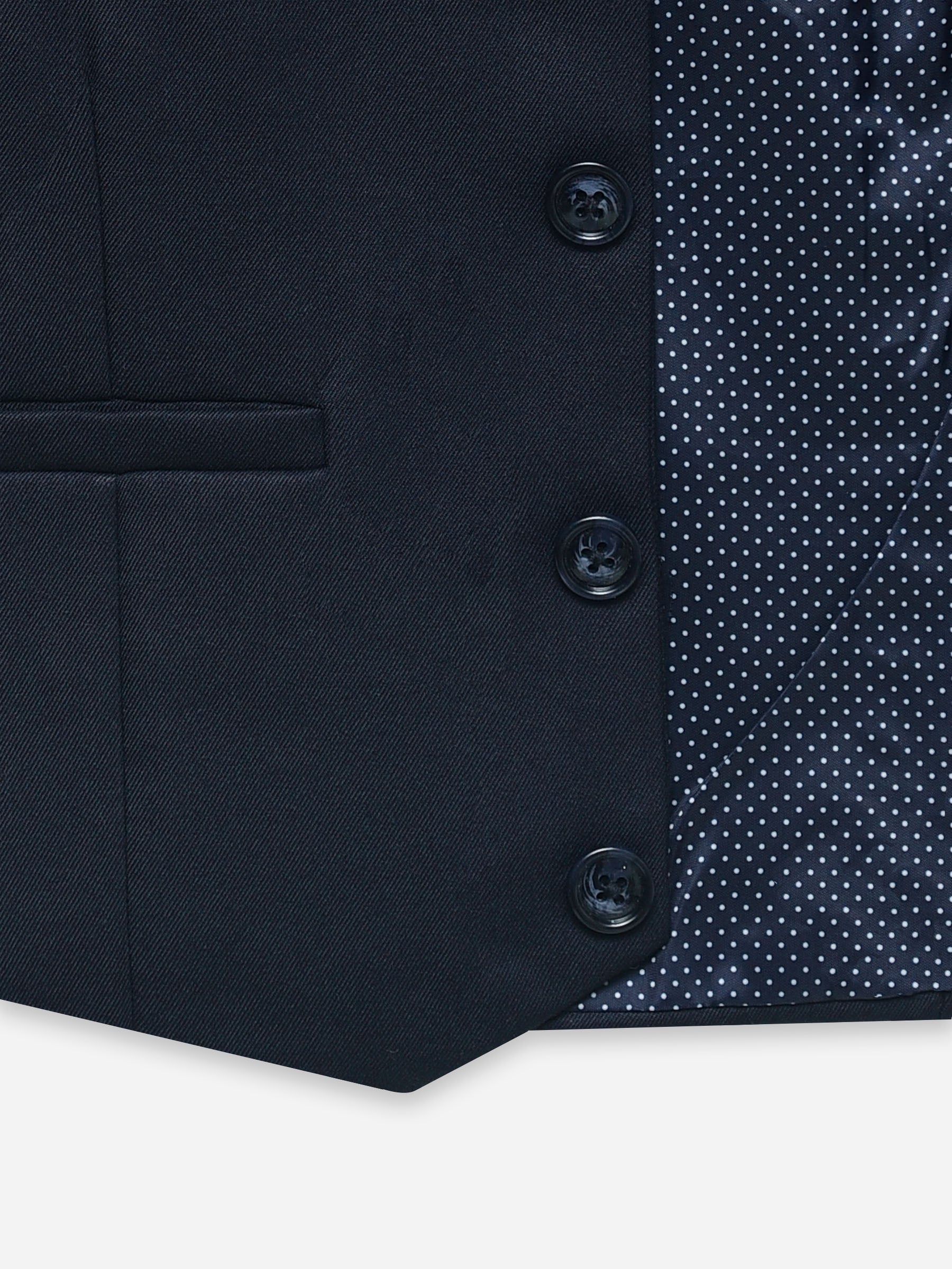 Navy Blue Twill Formal Vest With Bow - Junior