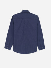 Navy Blue & White Dobby Casual Shirt - Junior
