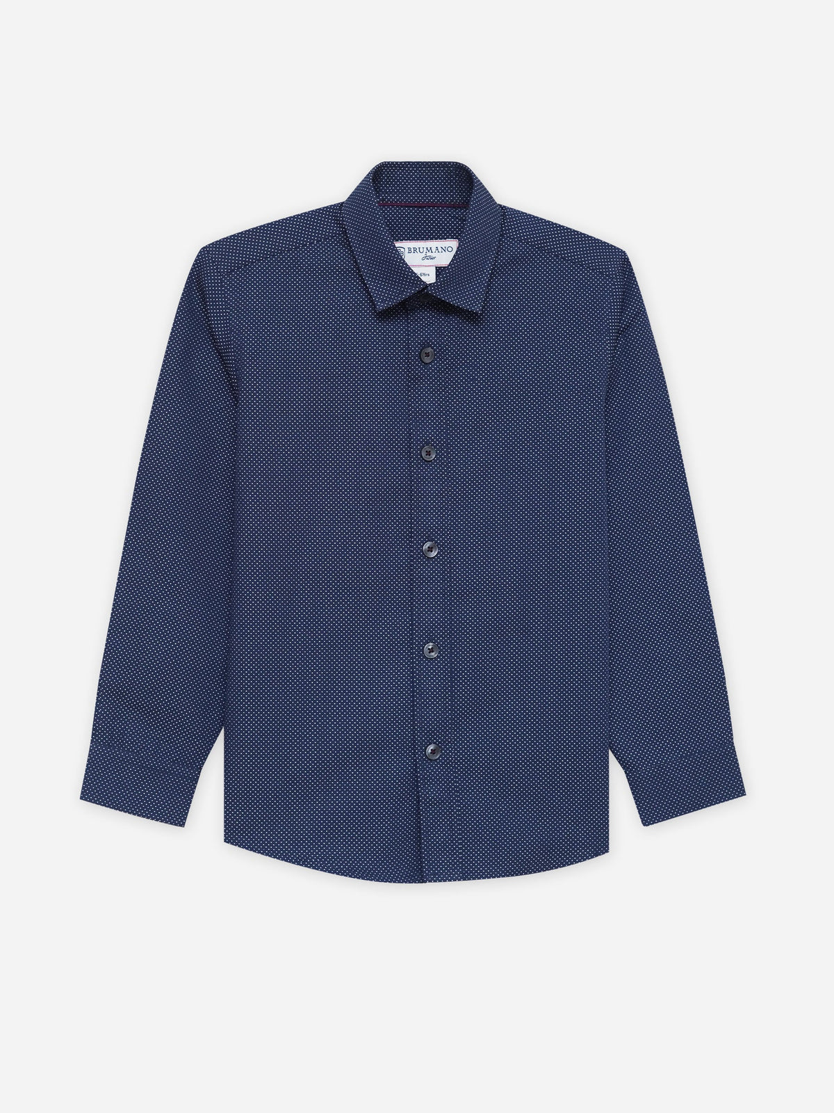 Navy Blue & White Dobby Casual Shirt - Junior