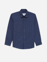 Navy Blue & White Dobby Casual Shirt - Junior