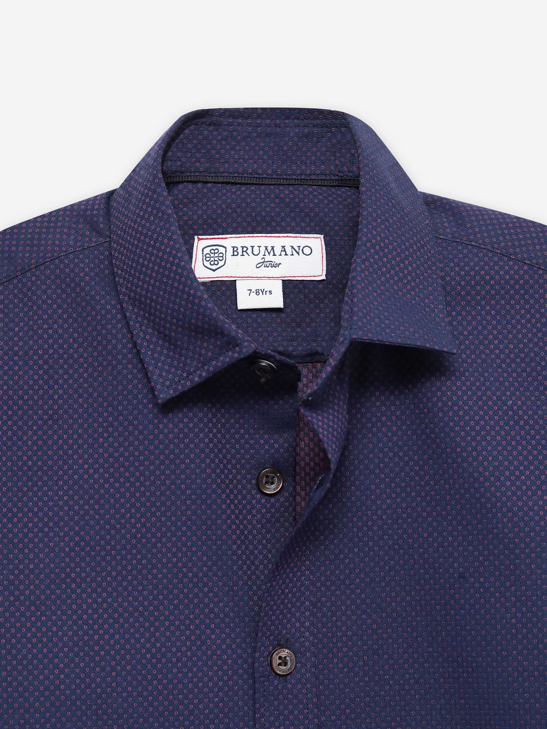 Navy Blue & White Orange Casual Shirt - Junior
