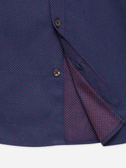 Navy Blue & White Orange Casual Shirt - Junior