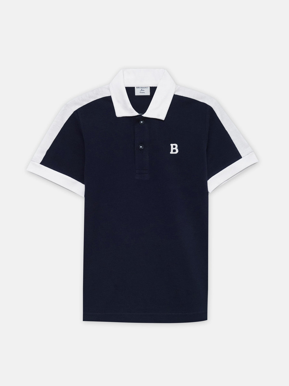 Navy Blue & White Raglan Sleeve Polo - Junior