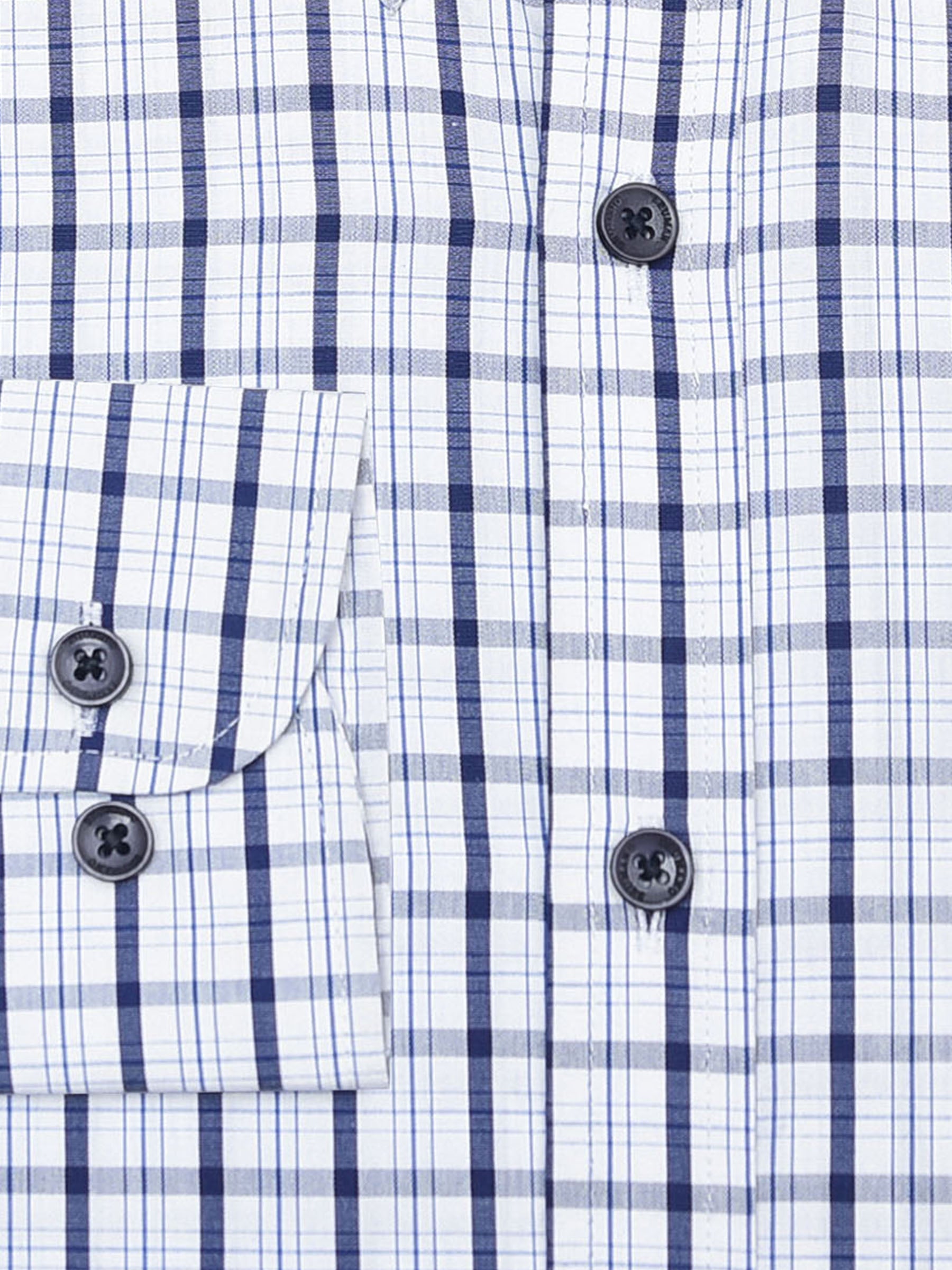 Navy Blue & White Tartan Plaid Checkered Shirt - Luxe