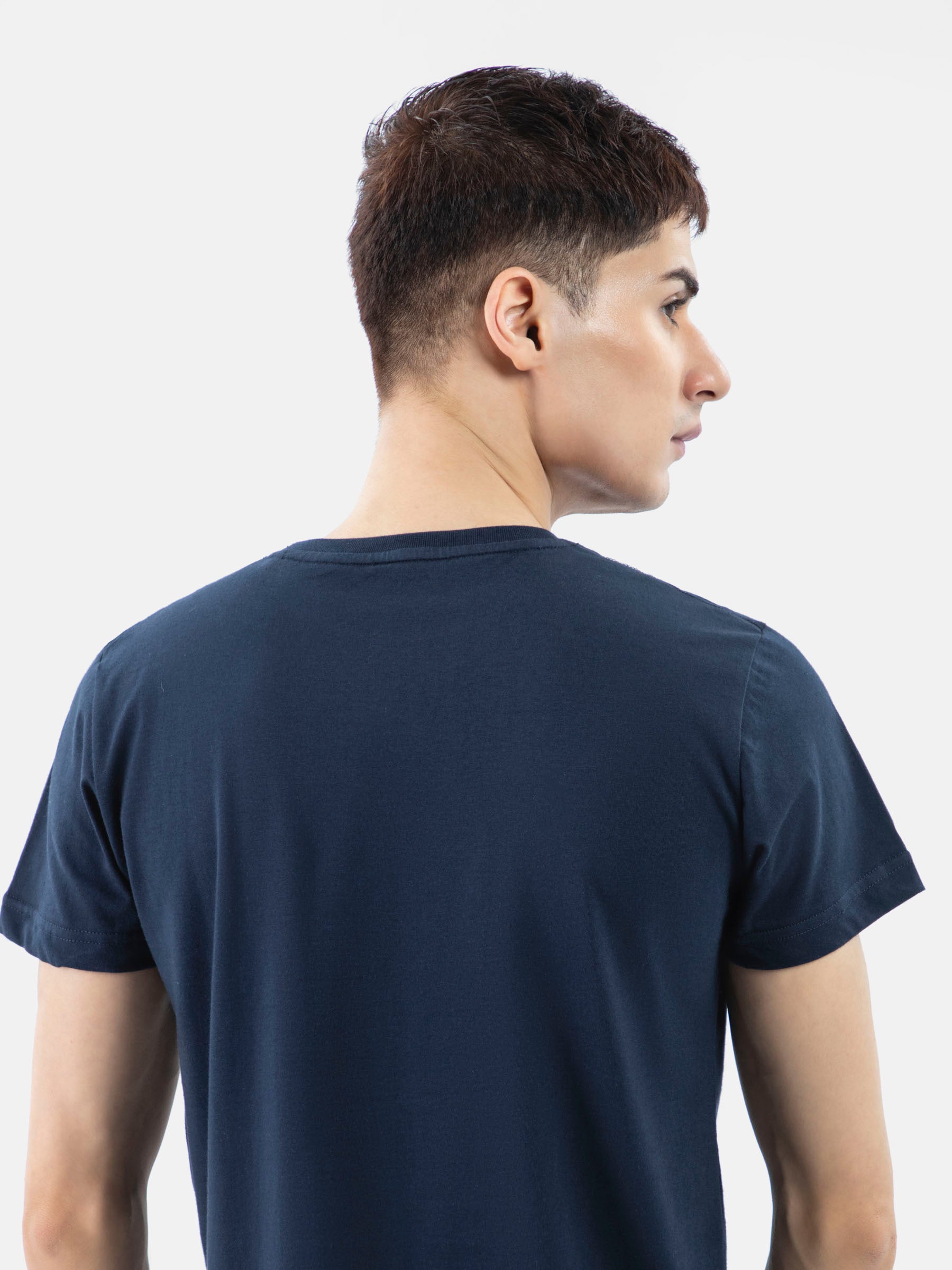 Navy Blue 100% Combed Cotton Crew Neck T-Shirt