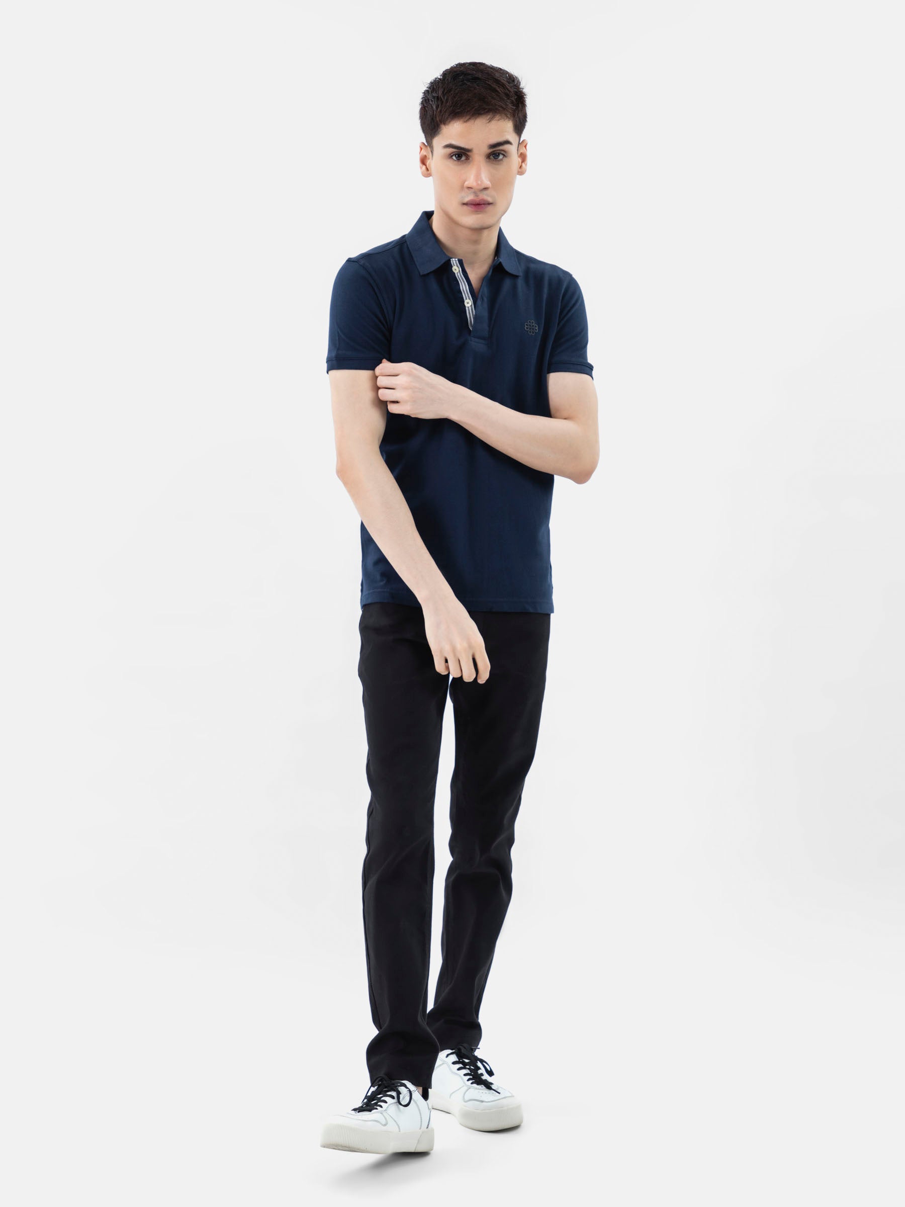 Navy Blue 100% Cotton Basic Polo