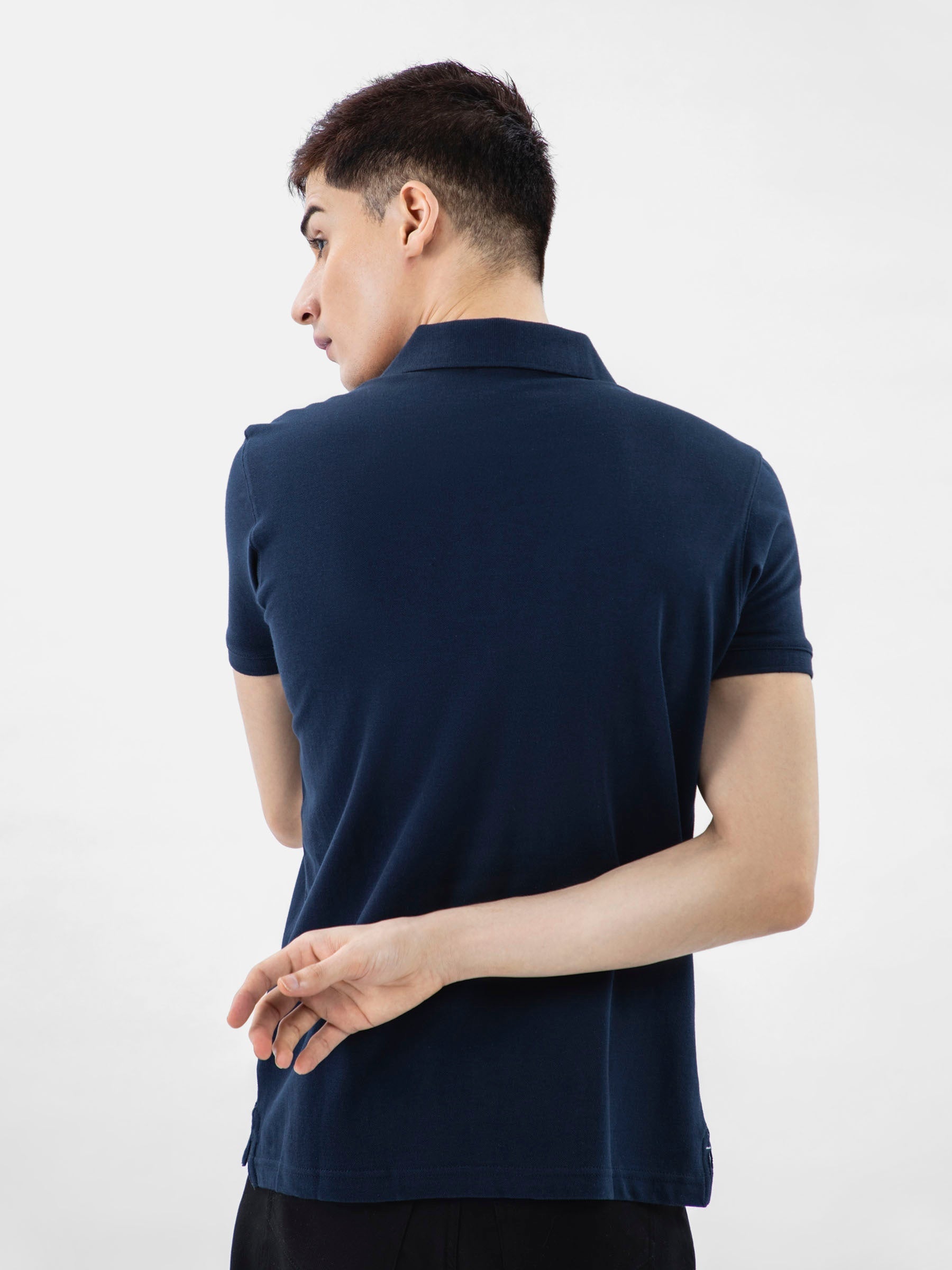 Navy Blue 100% Cotton Basic Polo