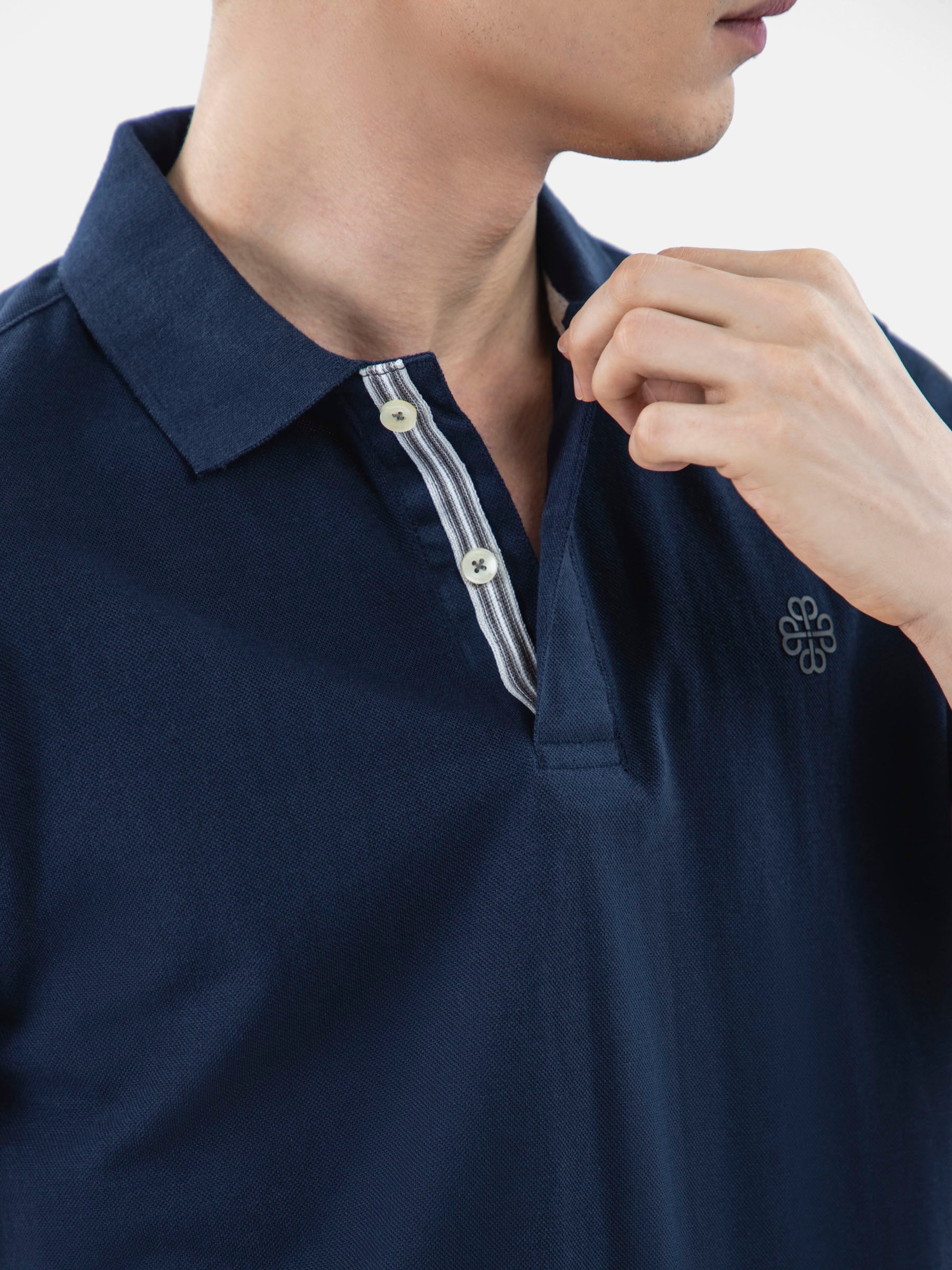Navy Blue 100% Cotton Basic Polo