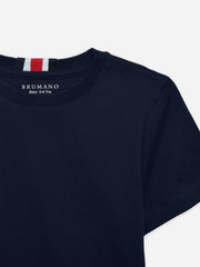 Navy Blue 100% Cotton Casual Tee With Detailing