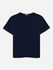 Navy Blue 100% Cotton Casual Tee With Detailing