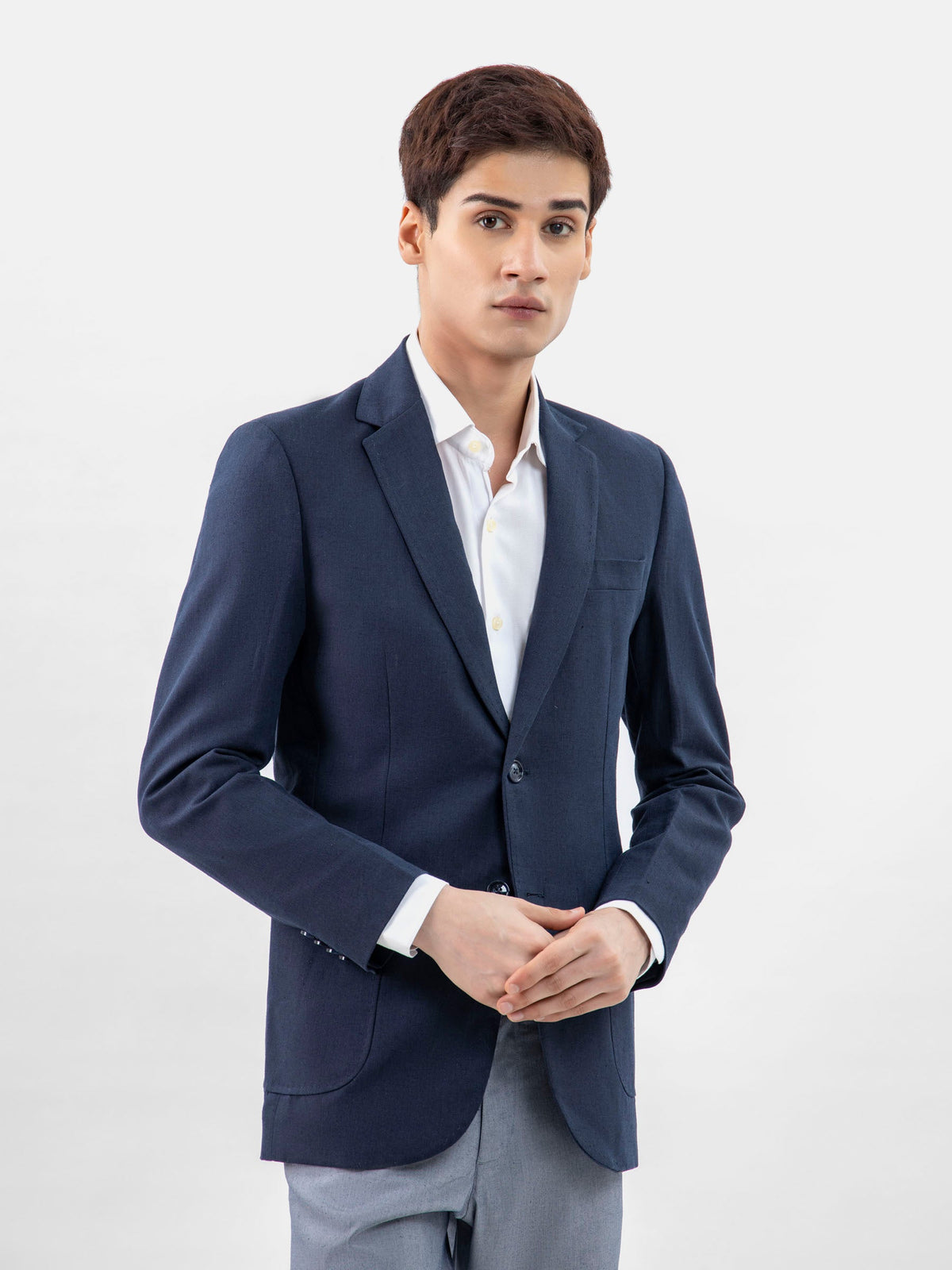Navy Blue 100% Linen Blazer