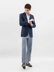 Navy Blue 100% Linen Blazer