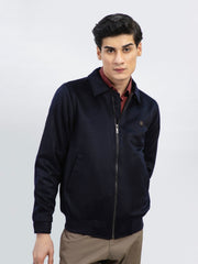 Navy Blue 100% Wool Classic Collar Jacket