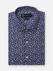 Navy Blue Abstract Printed Shirt With Classic Collar