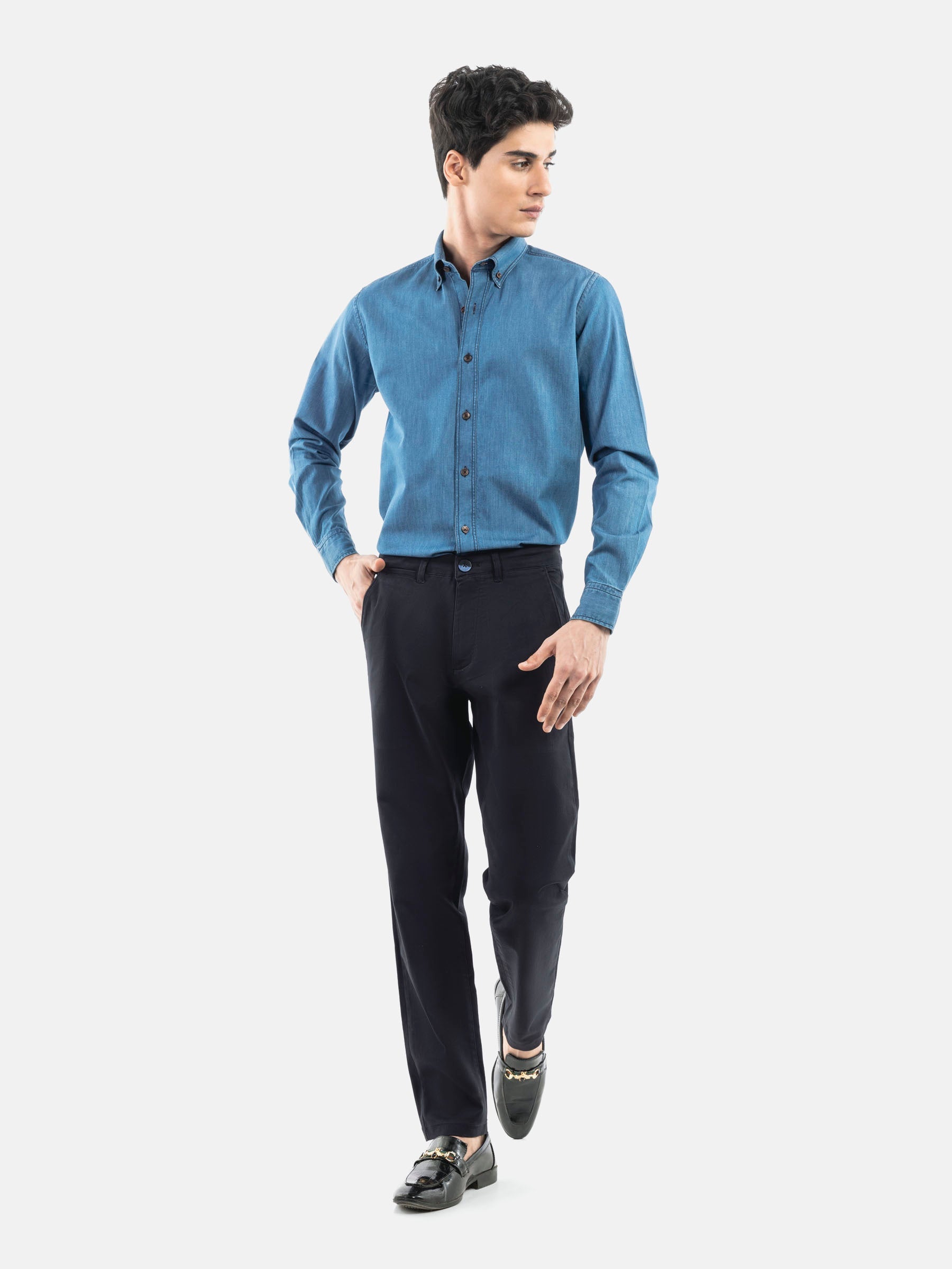 Navy Blue Basic Casual Fit Chinos