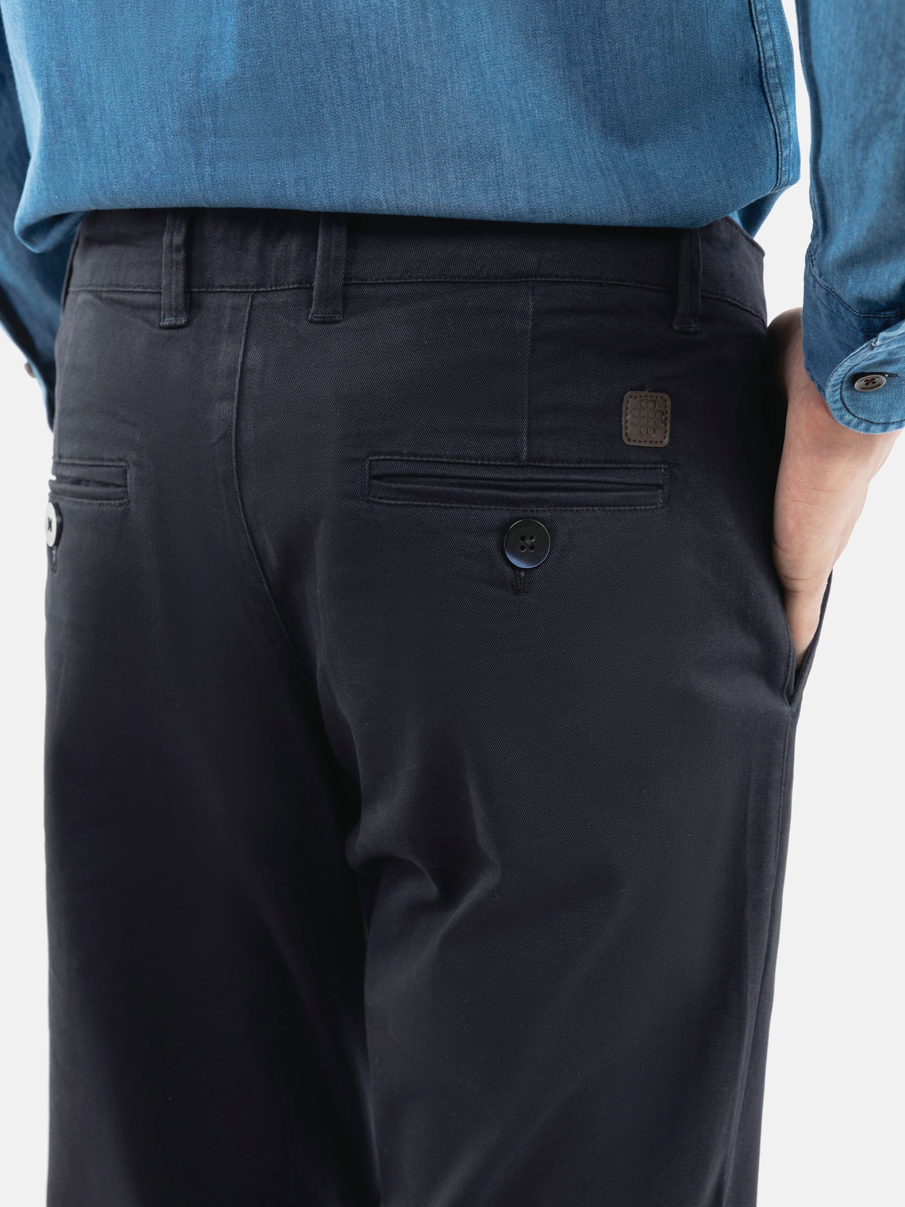 Navy Blue Basic Casual Fit Chinos