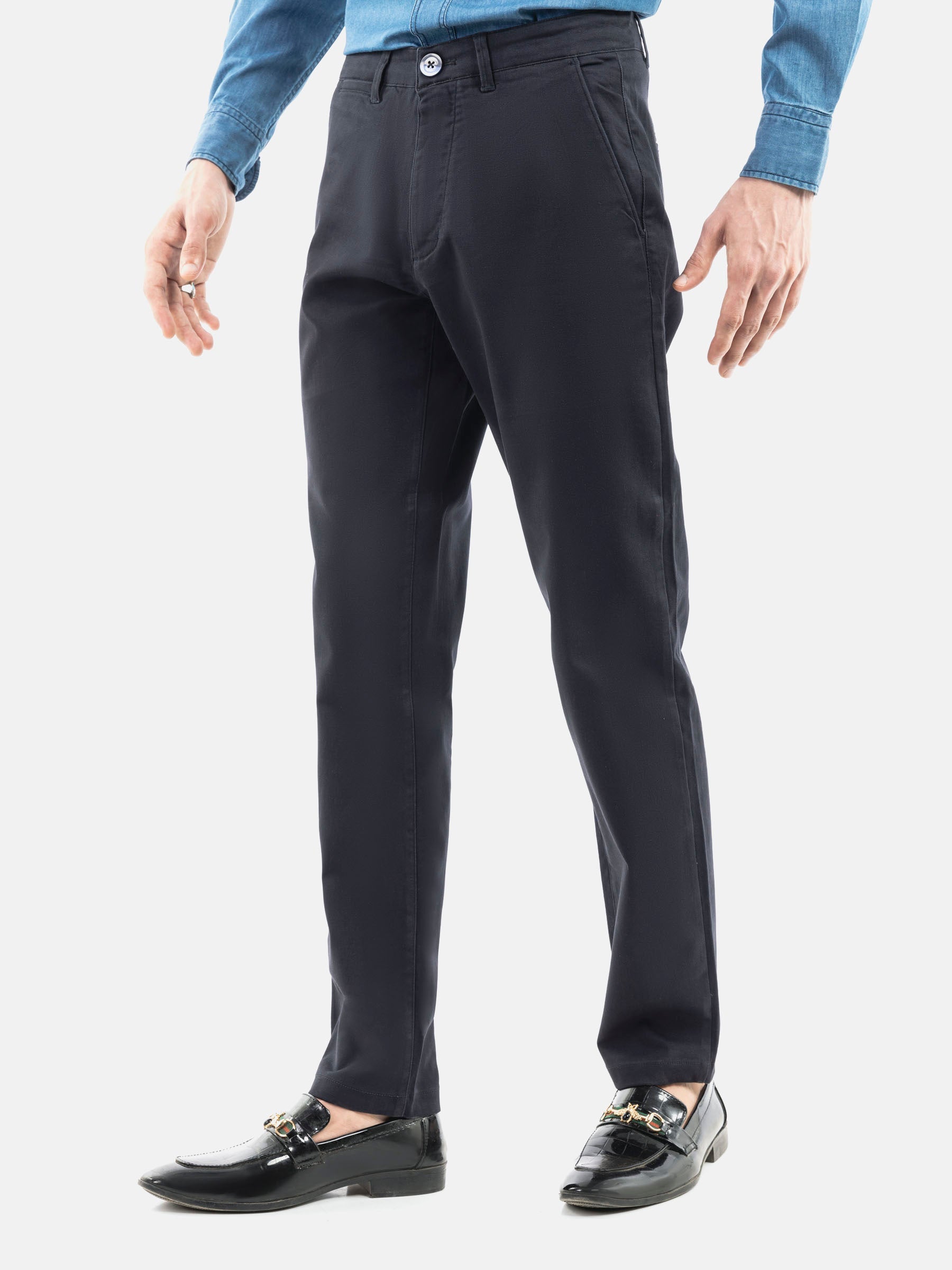 Navy Blue Basic Casual Fit Chinos