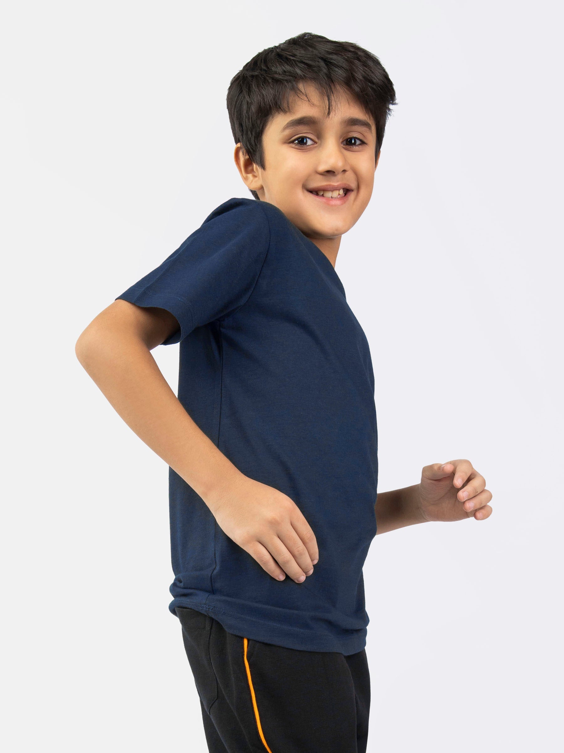 Navy Blue Basic Crew Neck Casual T-Shirt