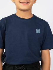 Navy Blue Basic Crew Neck Casual T-Shirt