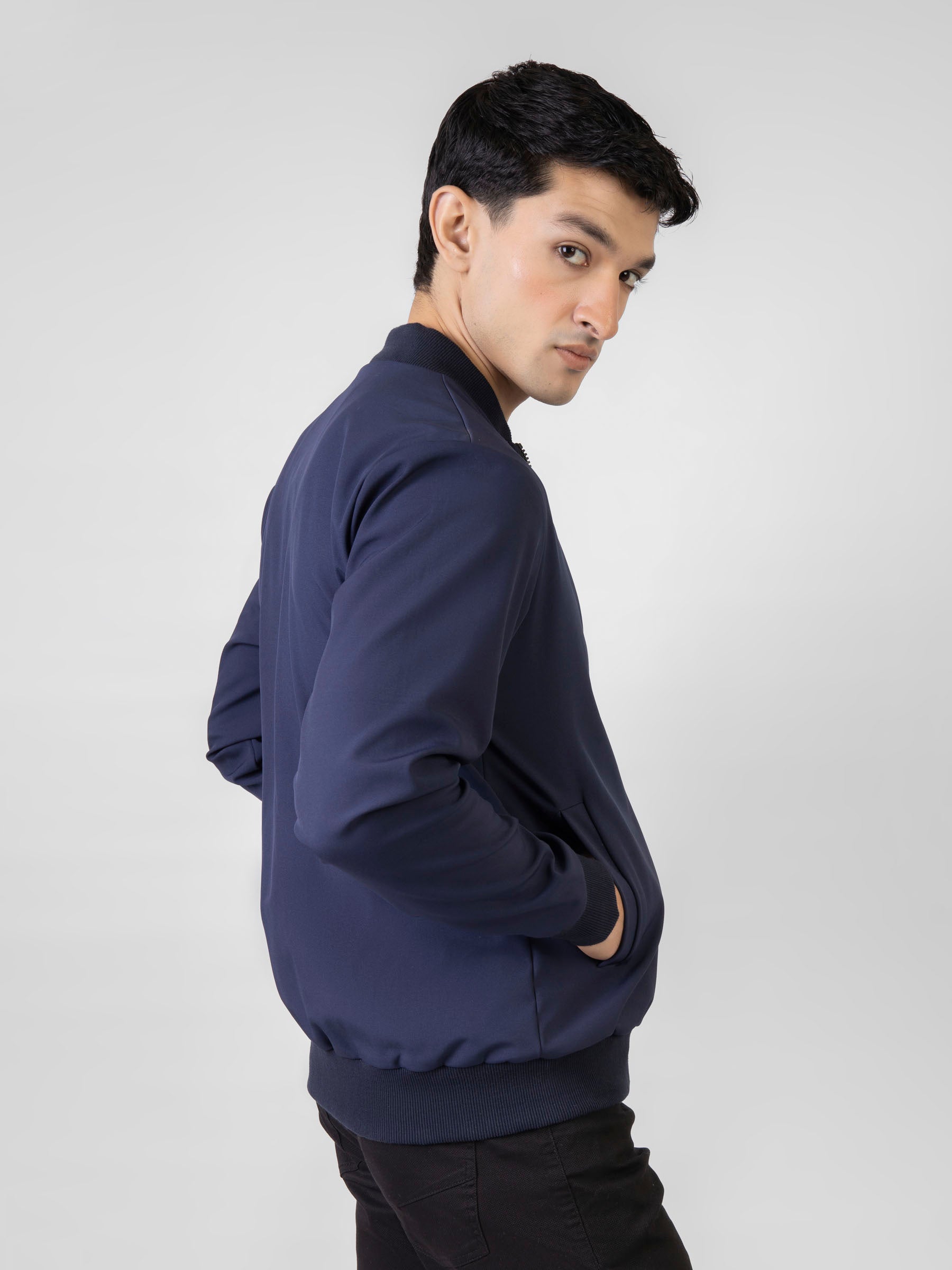 Navy Blue Bomber Jacket