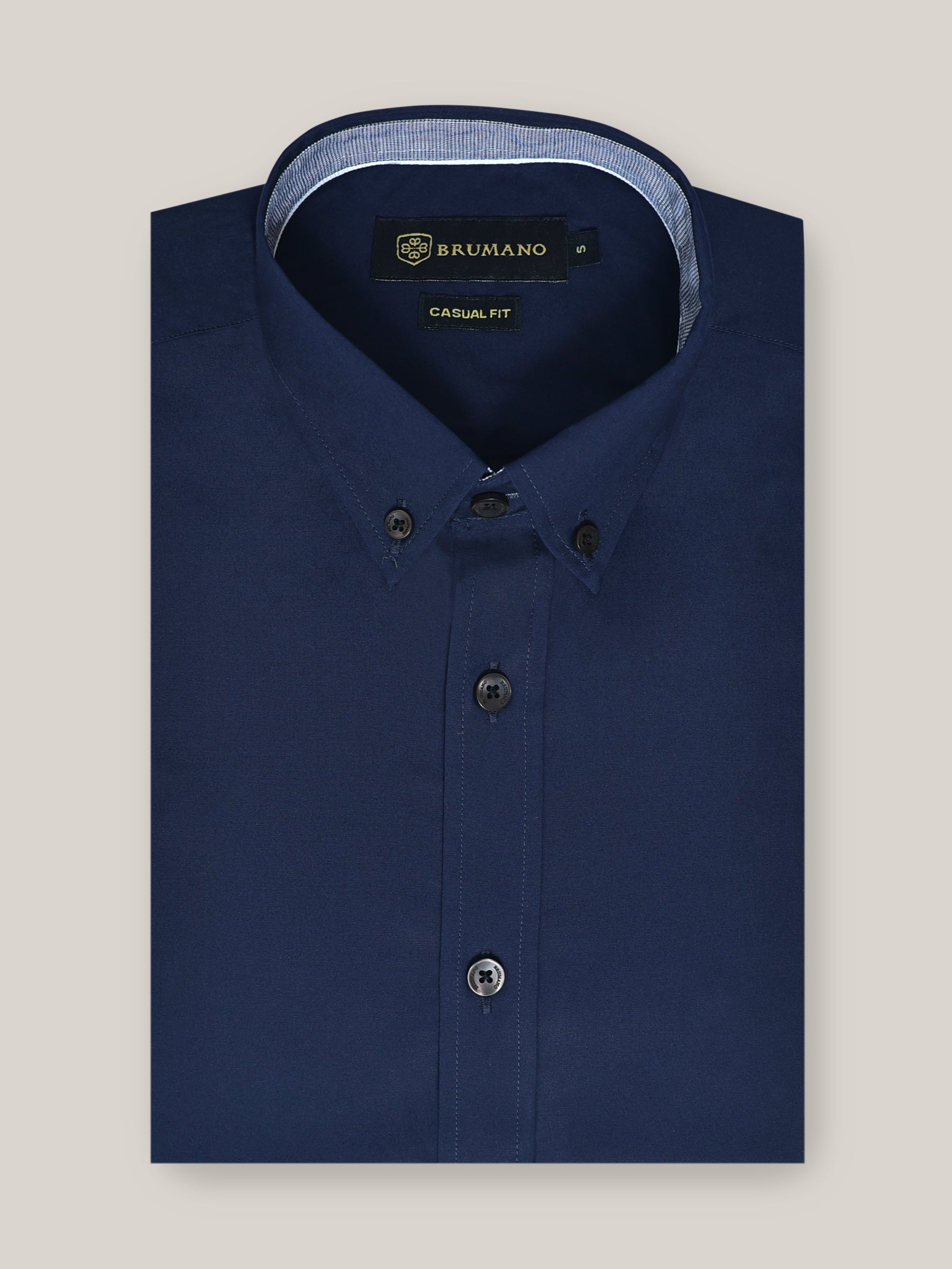 Navy Blue Button Down Shirt With Elbow Patch