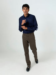 Navy Blue Button Down Shirt With Elbow Patch
