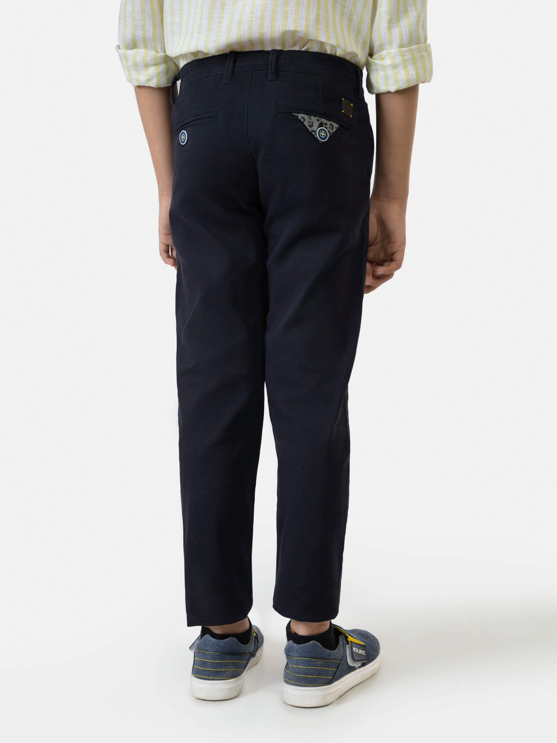 Navy Blue Casual Chino With Back Detailing